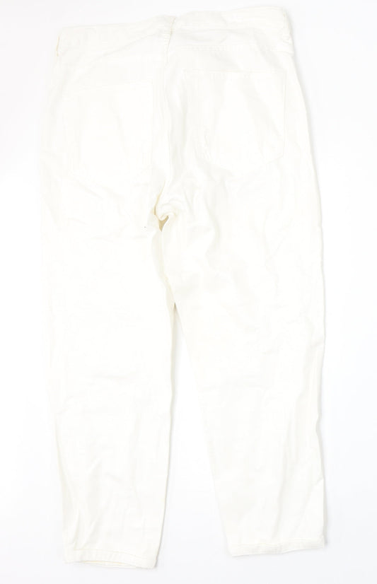 Topshop Womens Beige  Cotton Straight Jeans Size 30 L30 in Regular Button