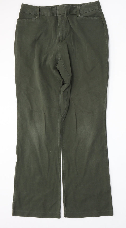 St Johns Bay Womens Green  Cotton Straight Jeans Size 10 L30 in Regular Button