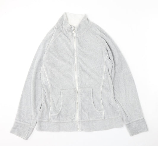 Preworn Womens Grey  Polyester Full Zip Sweatshirt Size M  Zip