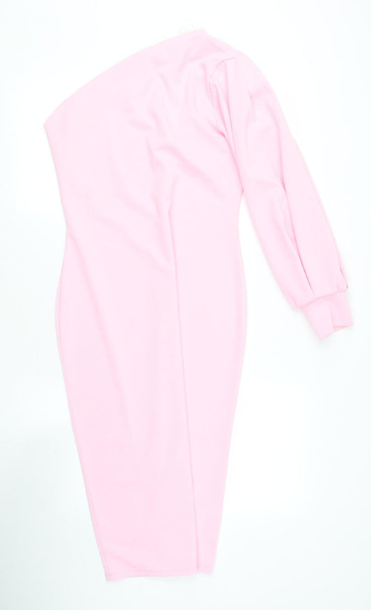 New Look Womens Pink  Polyester Bodycon  Size 12  V-Neck