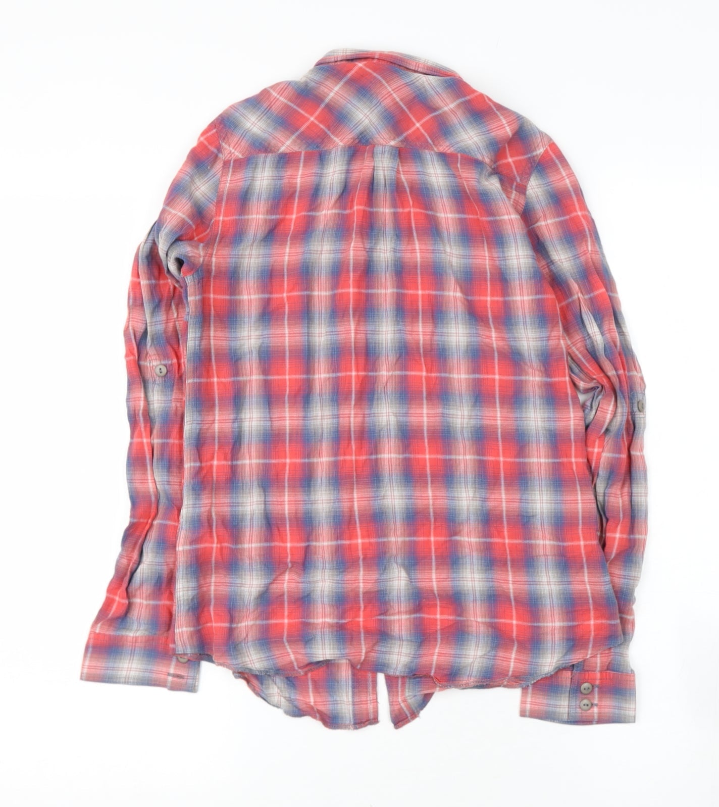 TOP SHOP Womens Multicoloured Check Cotton Basic Button-Up Size 8 Collared