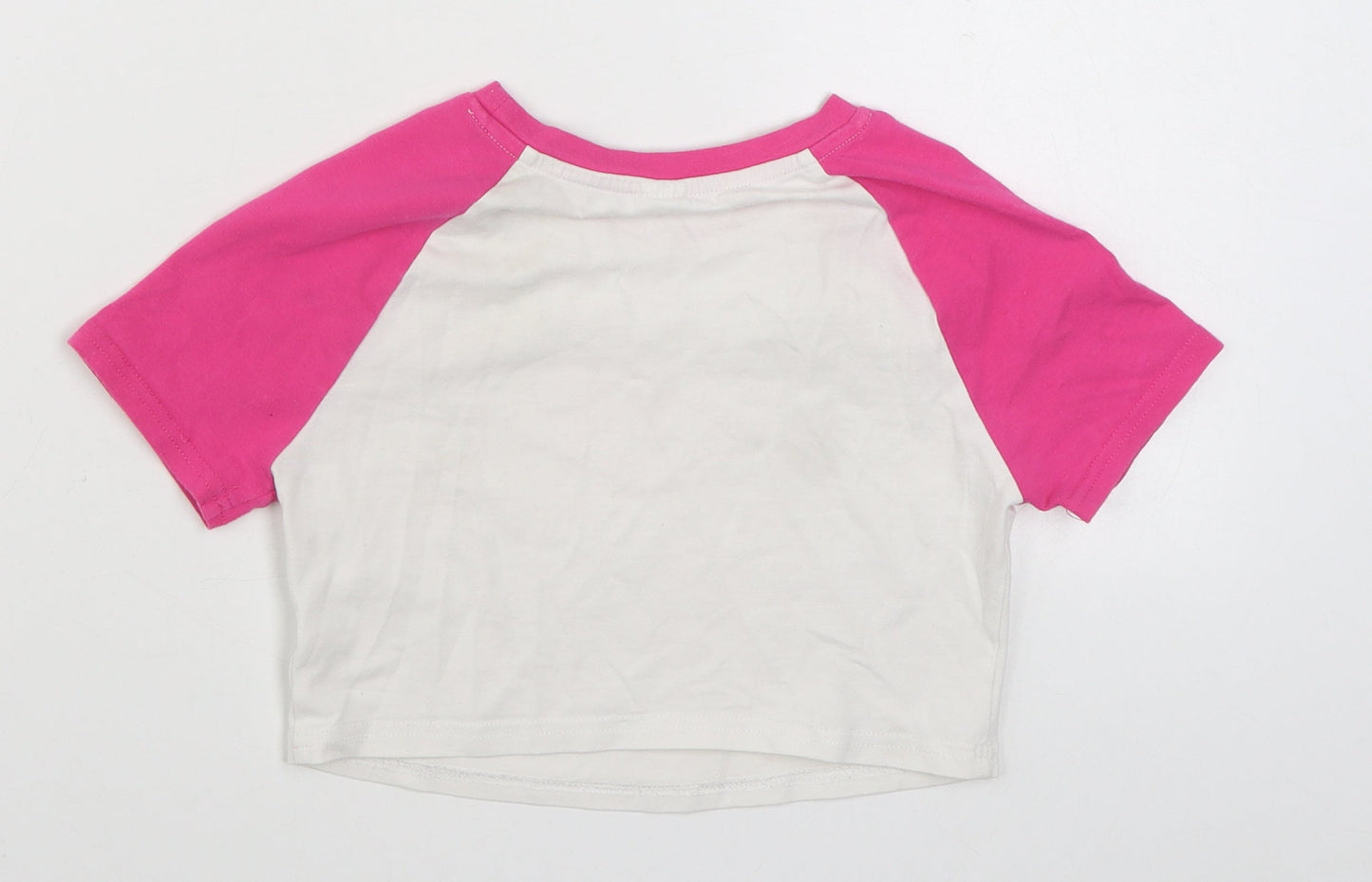 SheIn Girls White  Cotton Basic T-Shirt Size 10 Years Round Neck Pullover