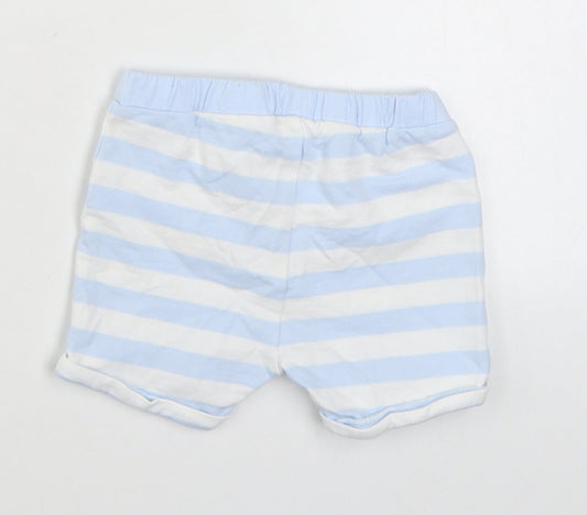 NEXT Boys Blue Striped 100% Cotton Cropped Trousers Size 3-6 Months  Tie