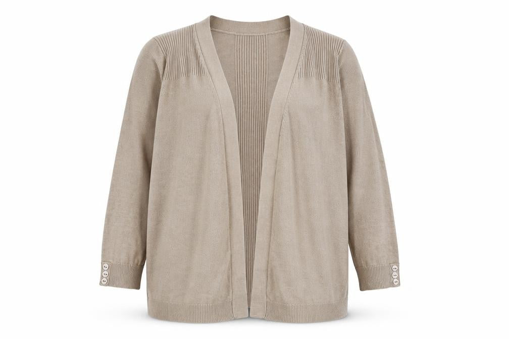 BHS Womens Beige V-Neck  Acrylic Cardigan Jumper Size 18