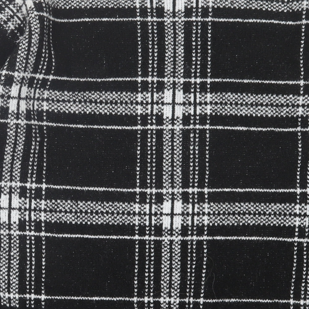 Marks and Spencer Womens Black Crew Neck Plaid Acrylic Pullover Jumper Size M