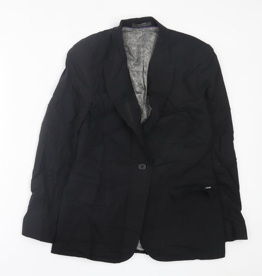 Simon Jersey Womens Black   Jacket Blazer Size 10  Button