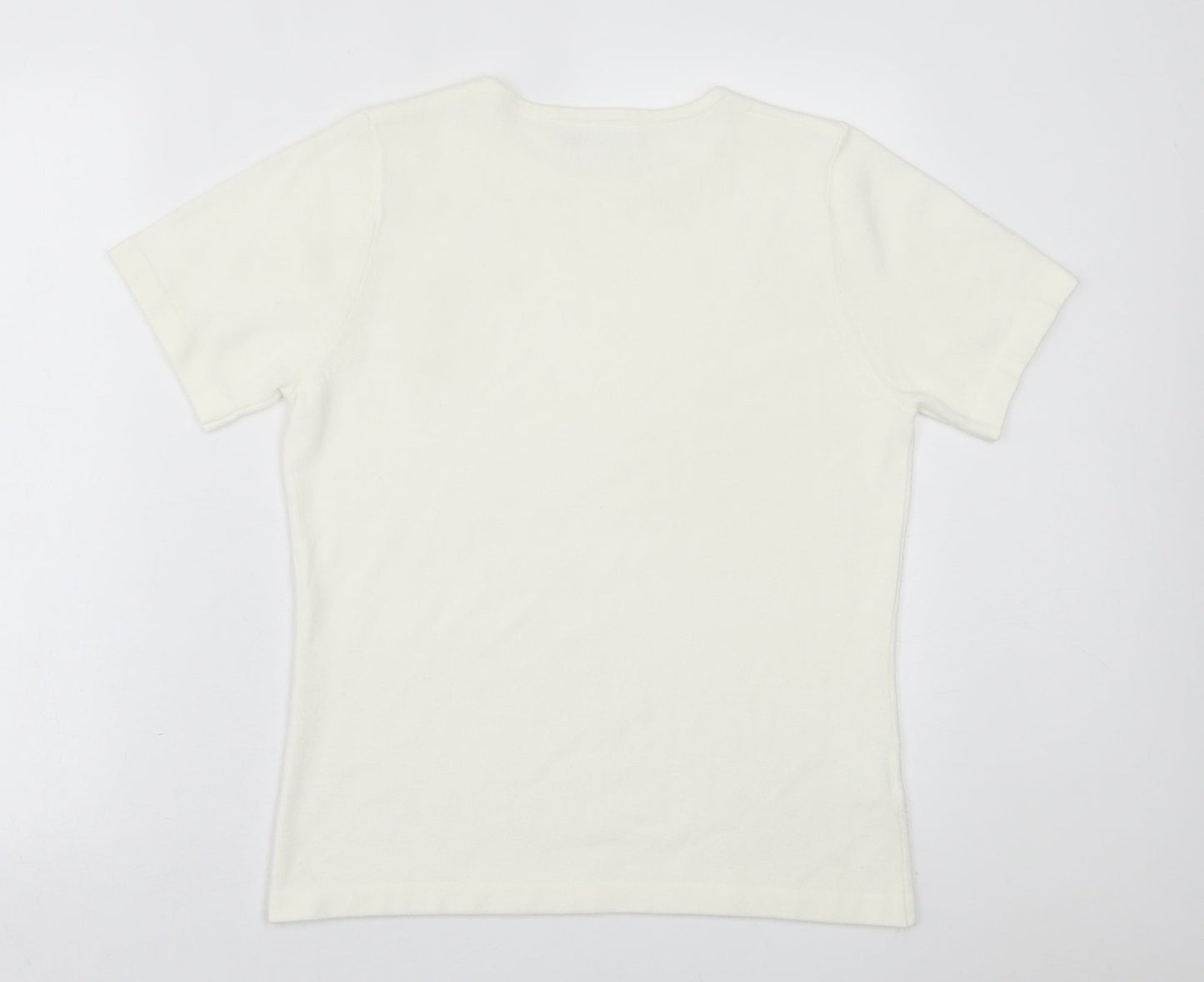 JDV Womens Ivory Crew Neck  Acrylic Pullover Jumper Size 12