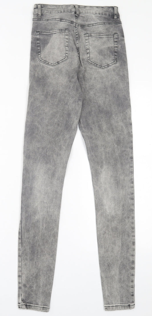 Denim & Co. Womens Grey  Cotton Skinny Jeans Size 8 L31 in Regular Button