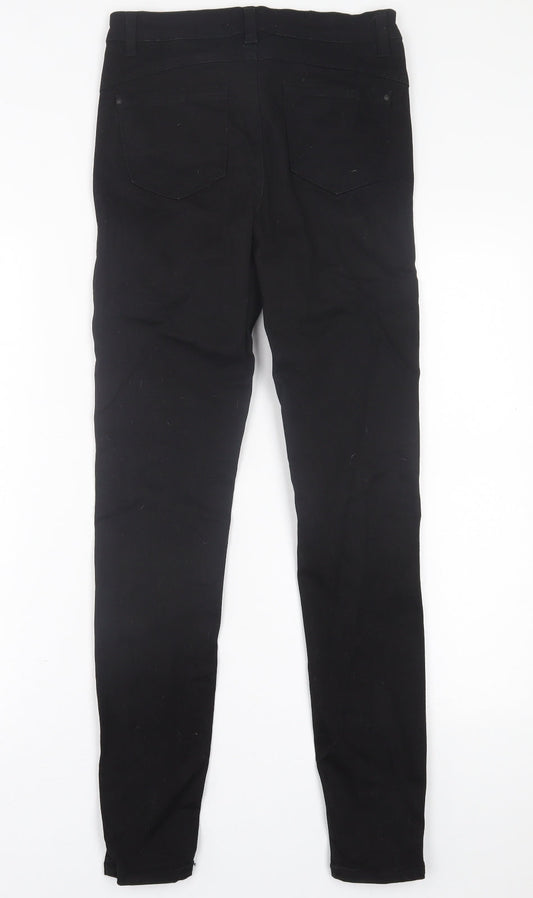 Denim & Co. Womens Black  Cotton Skinny Jeans Size 10 L29 in Regular Button