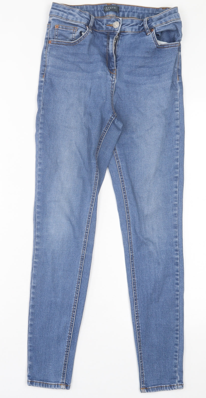 Papaya Womens Black  Cotton Skinny Jeans Size 10 L29 in Regular Button