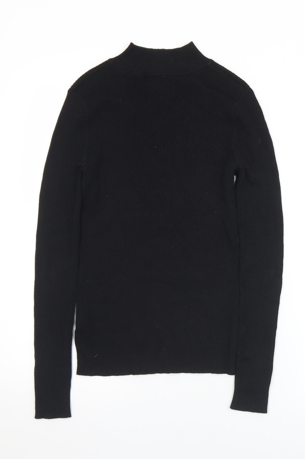River Island Womens Black Mock Neck  Viscose Pullover Jumper Size 8