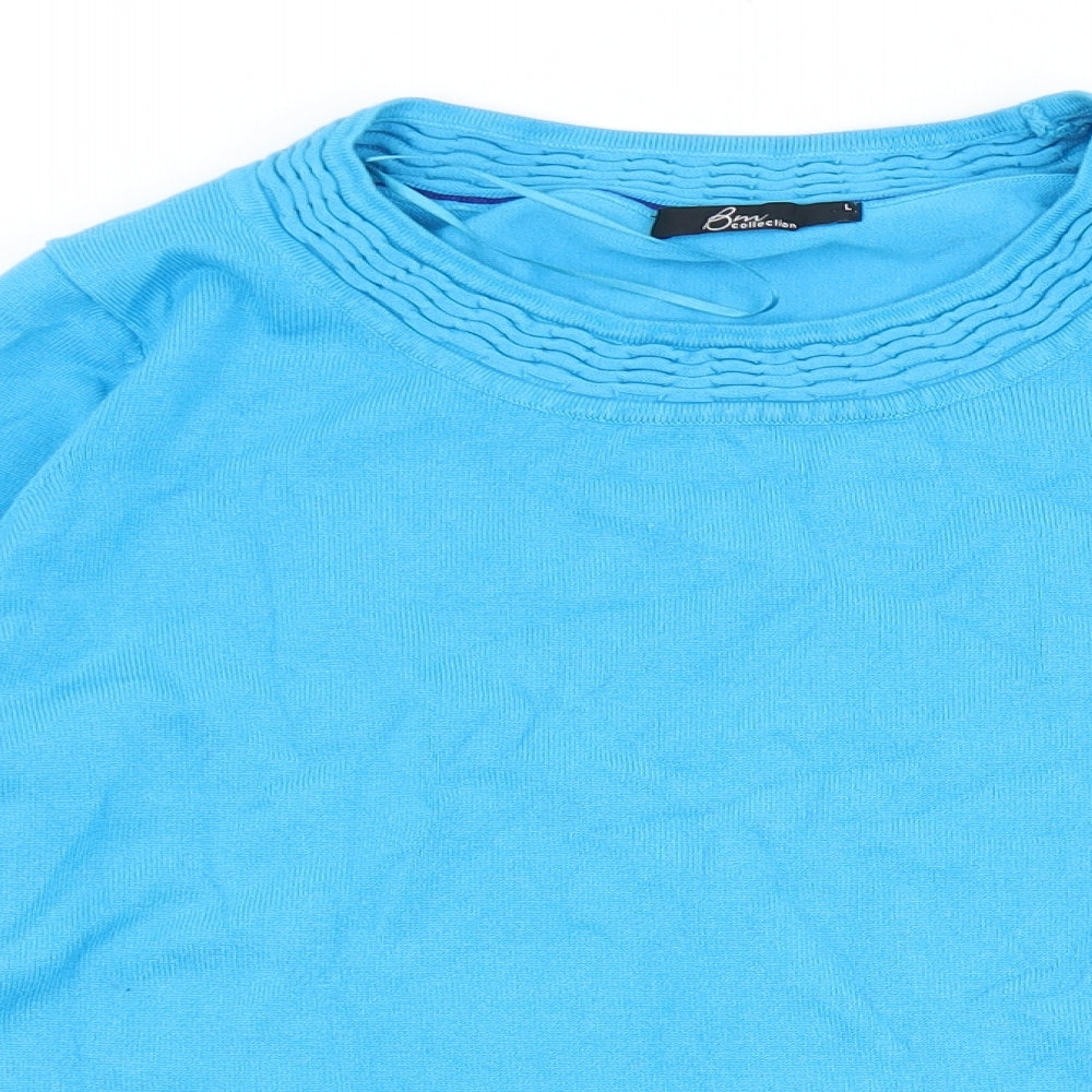 BM Womens Blue Round Neck  Viscose Pullover Jumper Size L