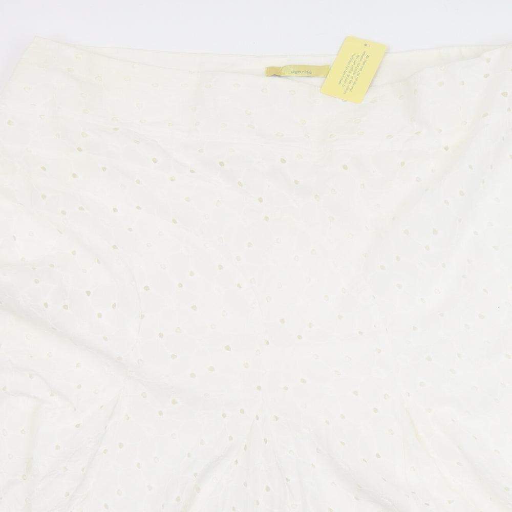 Agenda Womens White  Polyester Flare Skirt Size 44   Zip