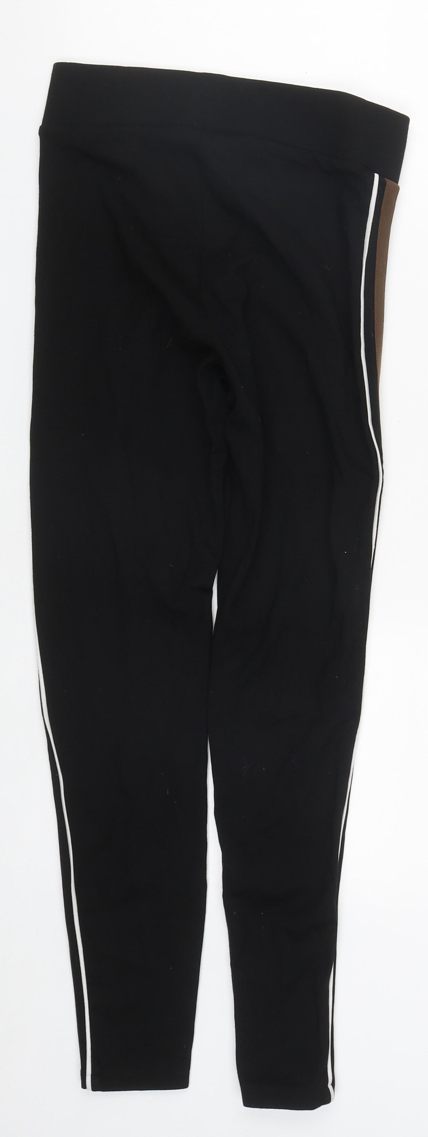 Marks and Spencer Womens Black Striped Viscose Jogger Leggings Size 8 L25 in