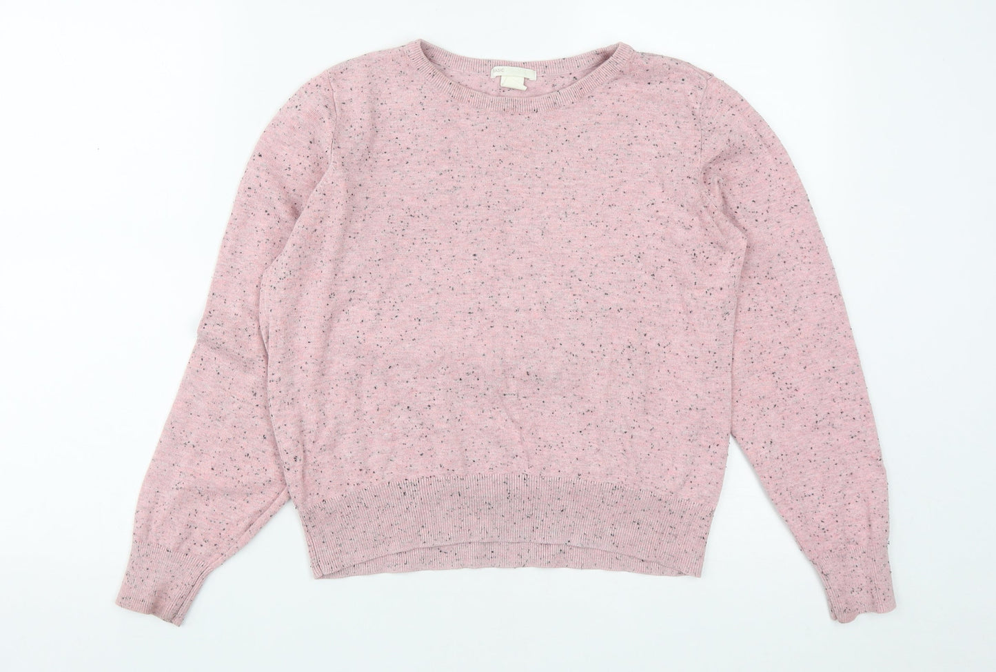 H&M Womens Pink Round Neck  Acrylic Pullover Jumper Size M