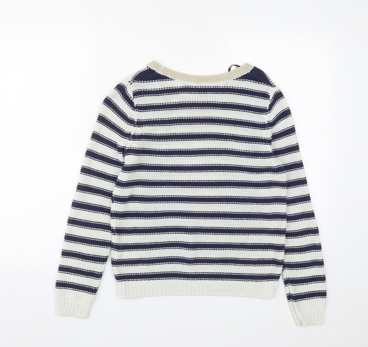 H&M Womens Multicoloured Round Neck Striped Acrylic Pullover Jumper Size XS