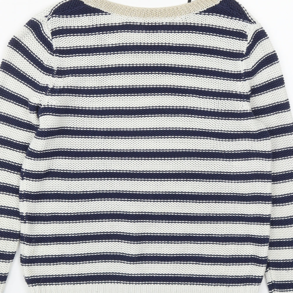 H&M Womens Multicoloured Round Neck Striped Acrylic Pullover Jumper Size XS