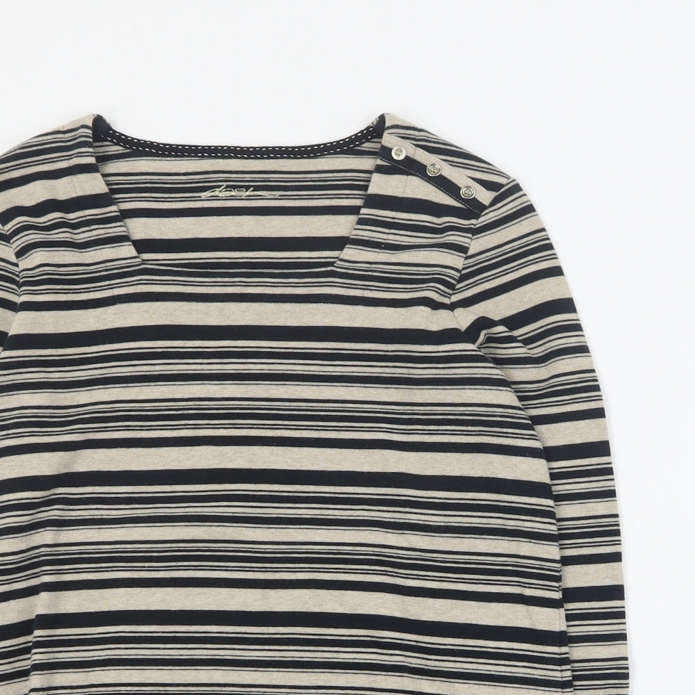 DASH Womens Brown Square Neck Striped Acrylic Pullover Jumper Size 12