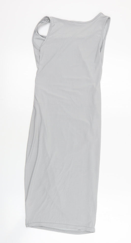 Boohoo Womens Grey  Polyester Bodycon  Size 8  Square Neck Pullover