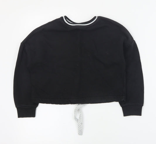 Marks and Spencer Girls Black  Cotton Pullover Sweatshirt Size 7-8 Years  Pullover - Cropped