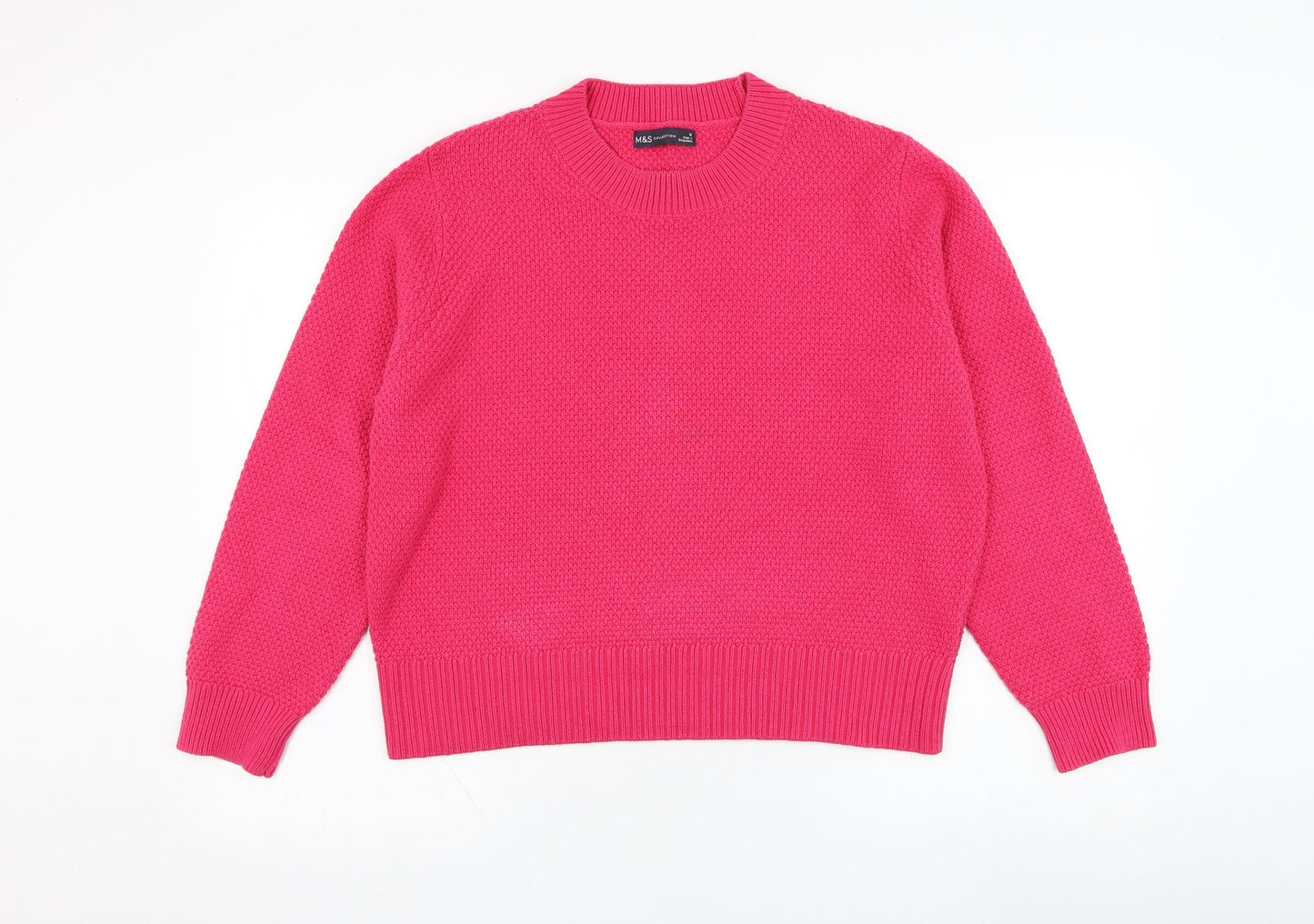 Marks and Spencer Womens Pink Round Neck  Cotton Pullover Jumper Size 16