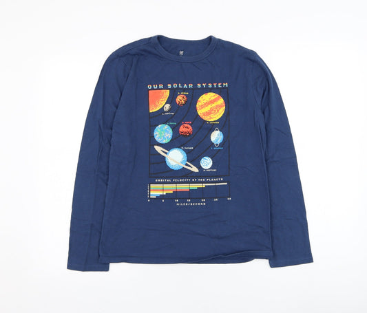 Gap Boys Blue  Cotton Basic T-Shirt Size 2XL Round Neck Pullover - Solar System
