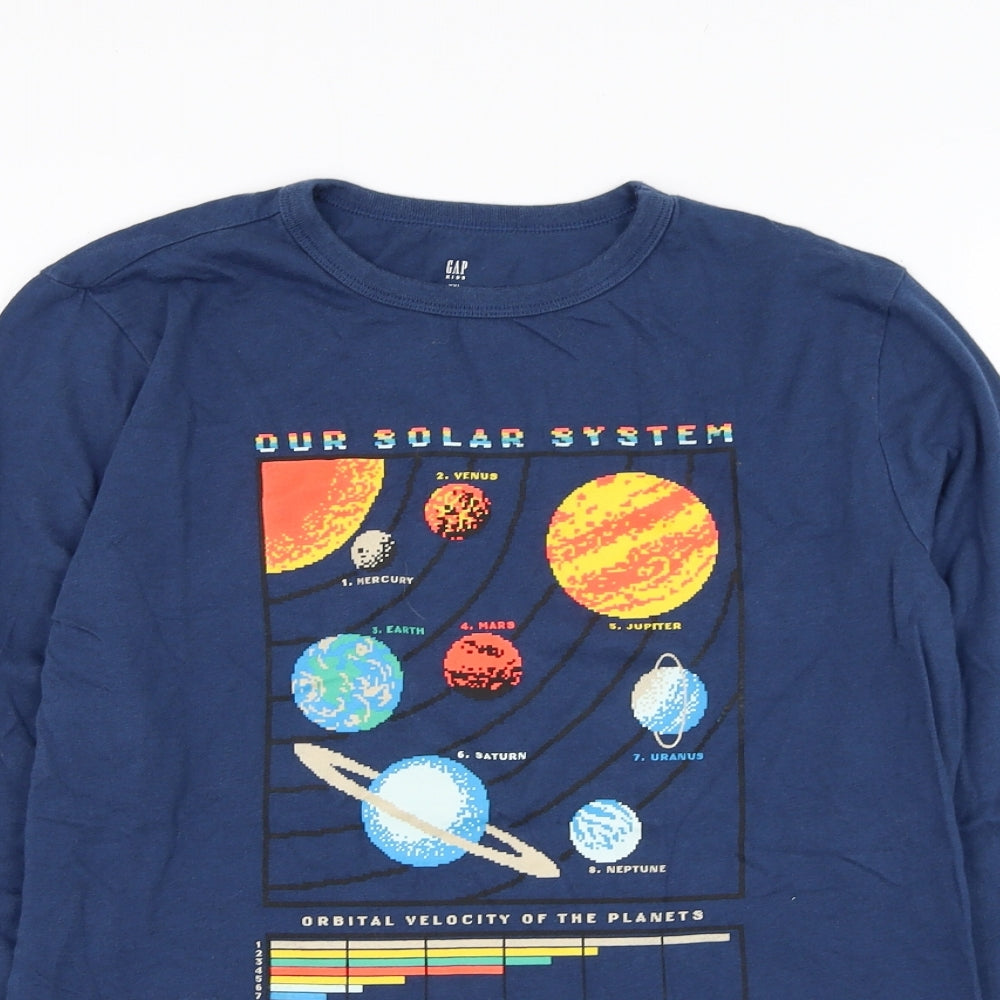 Gap Boys Blue  Cotton Basic T-Shirt Size 2XL Round Neck Pullover - Solar System