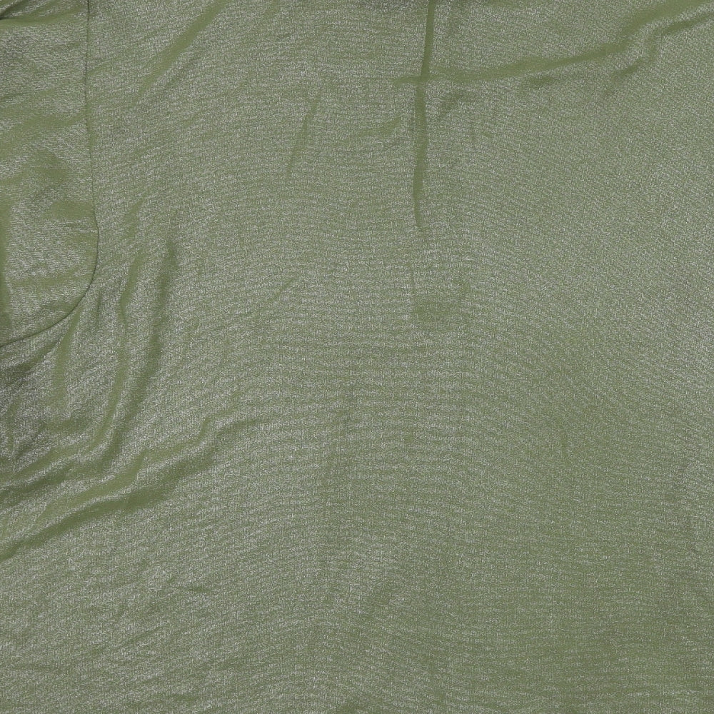 Tillets Womens Green  Polyester Basic Button-Up Size XL Collared
