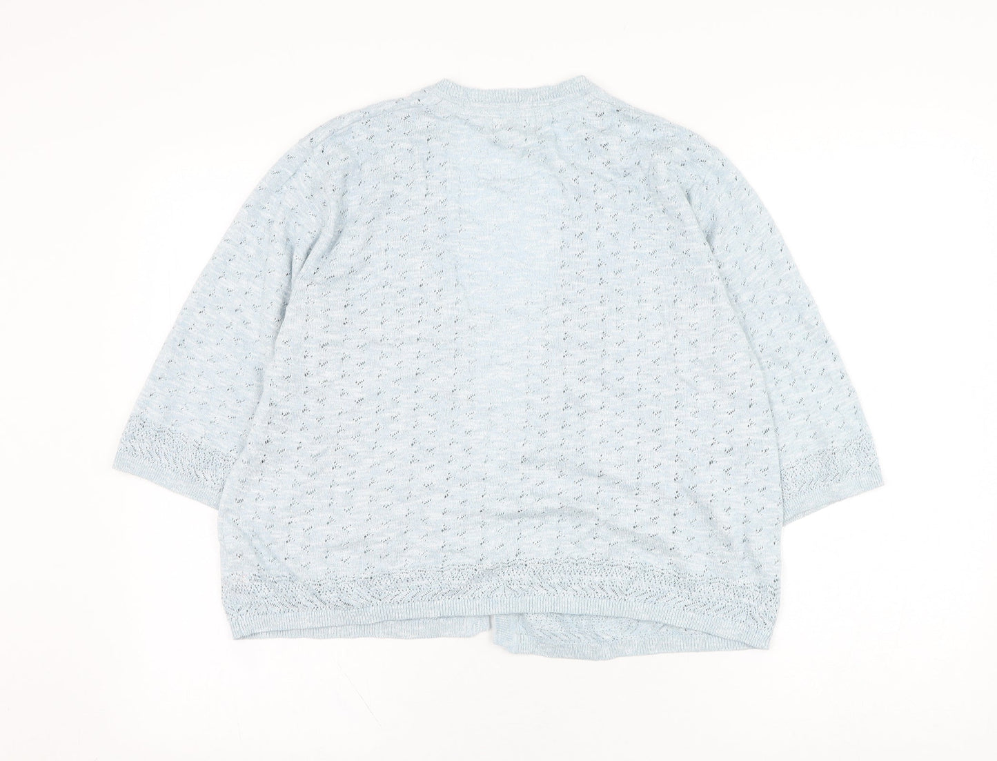Marks and Spencer Womens Blue Square Neck  Acrylic Cardigan Jumper Size 16