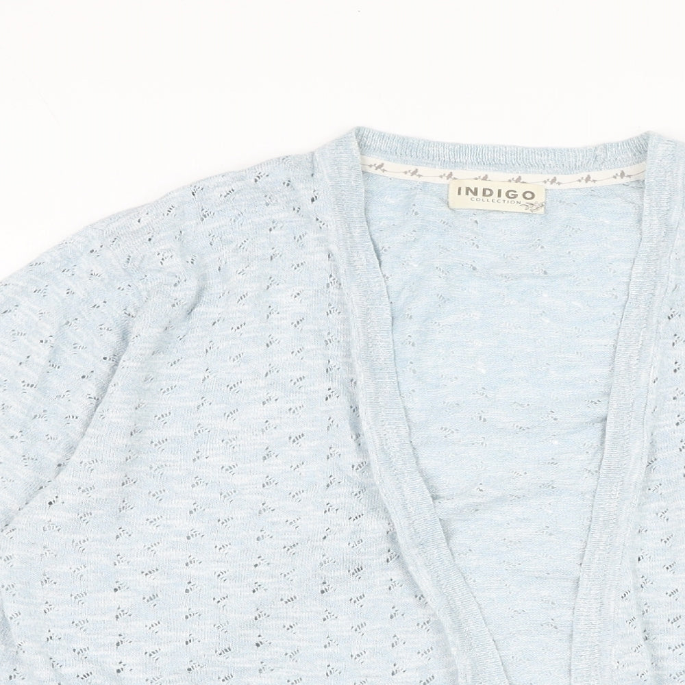 Marks and Spencer Womens Blue Square Neck  Acrylic Cardigan Jumper Size 16