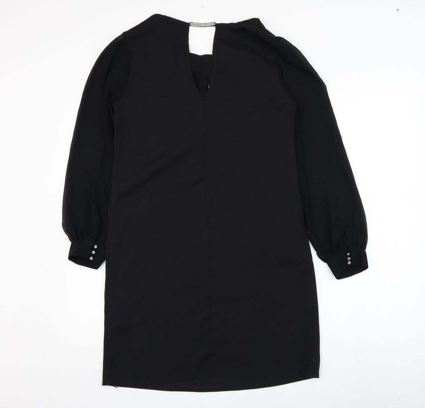 Dorothy Perkins Womens Black  Polyester Shift  Size 12  Round Neck Pullover
