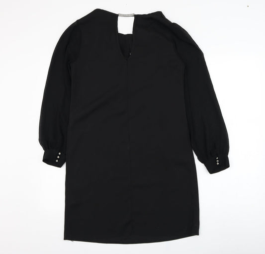 Dorothy Perkins Womens Black  Polyester Shift  Size 12  Round Neck Pullover