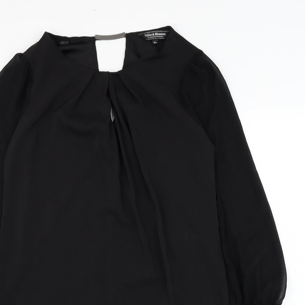 Dorothy Perkins Womens Black  Polyester Shift  Size 12  Round Neck Pullover