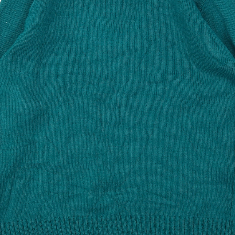 Insight Womens Green V-Neck  Acrylic Pullover Jumper Size S