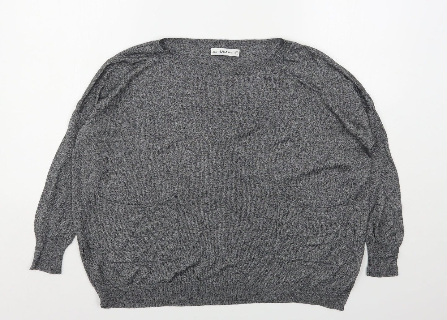 Zara Womens Grey Round Neck  Polyester Pullover Jumper Size M