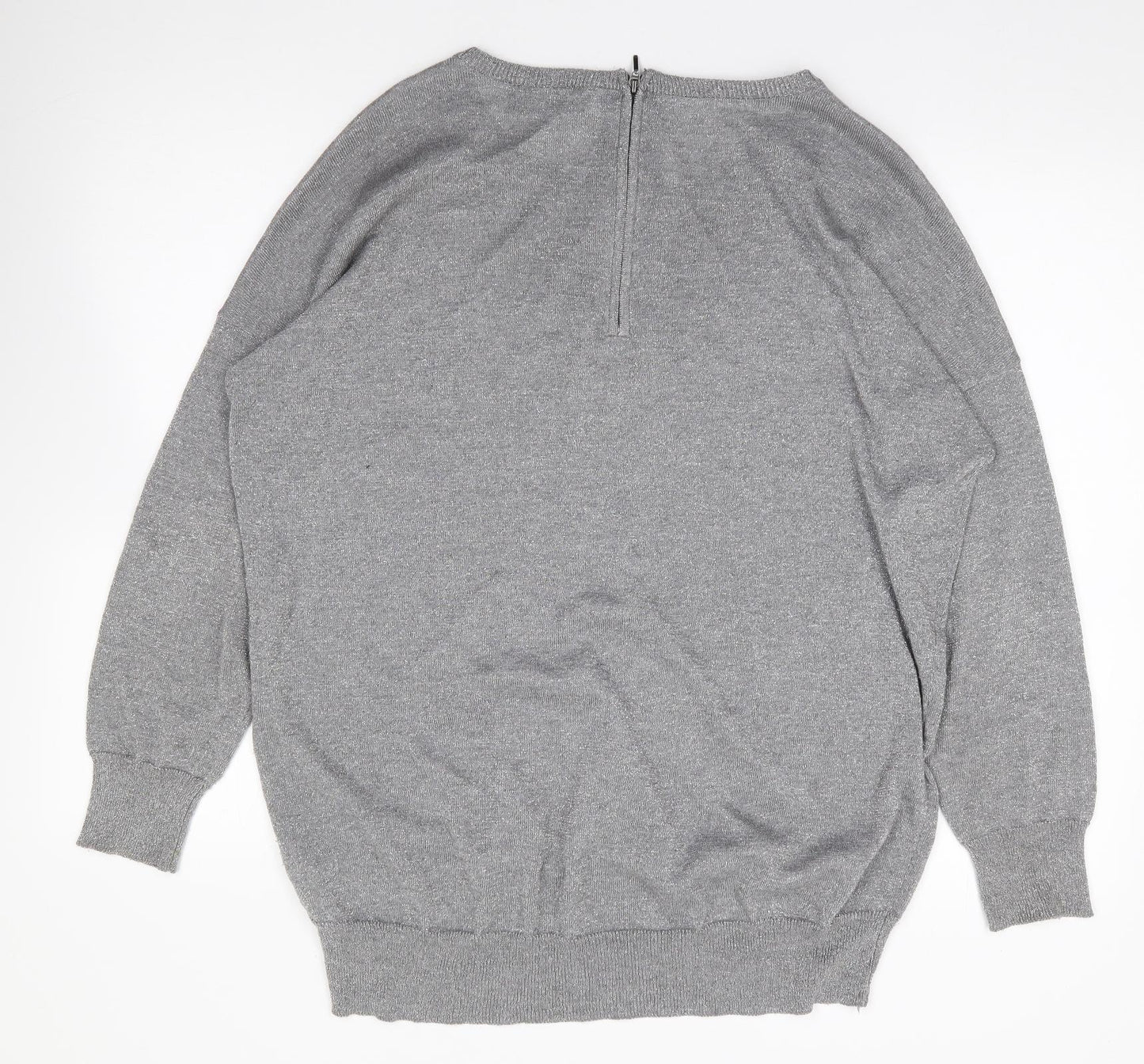 Wallis Womens Grey Round Neck  Viscose Pullover Jumper Size M