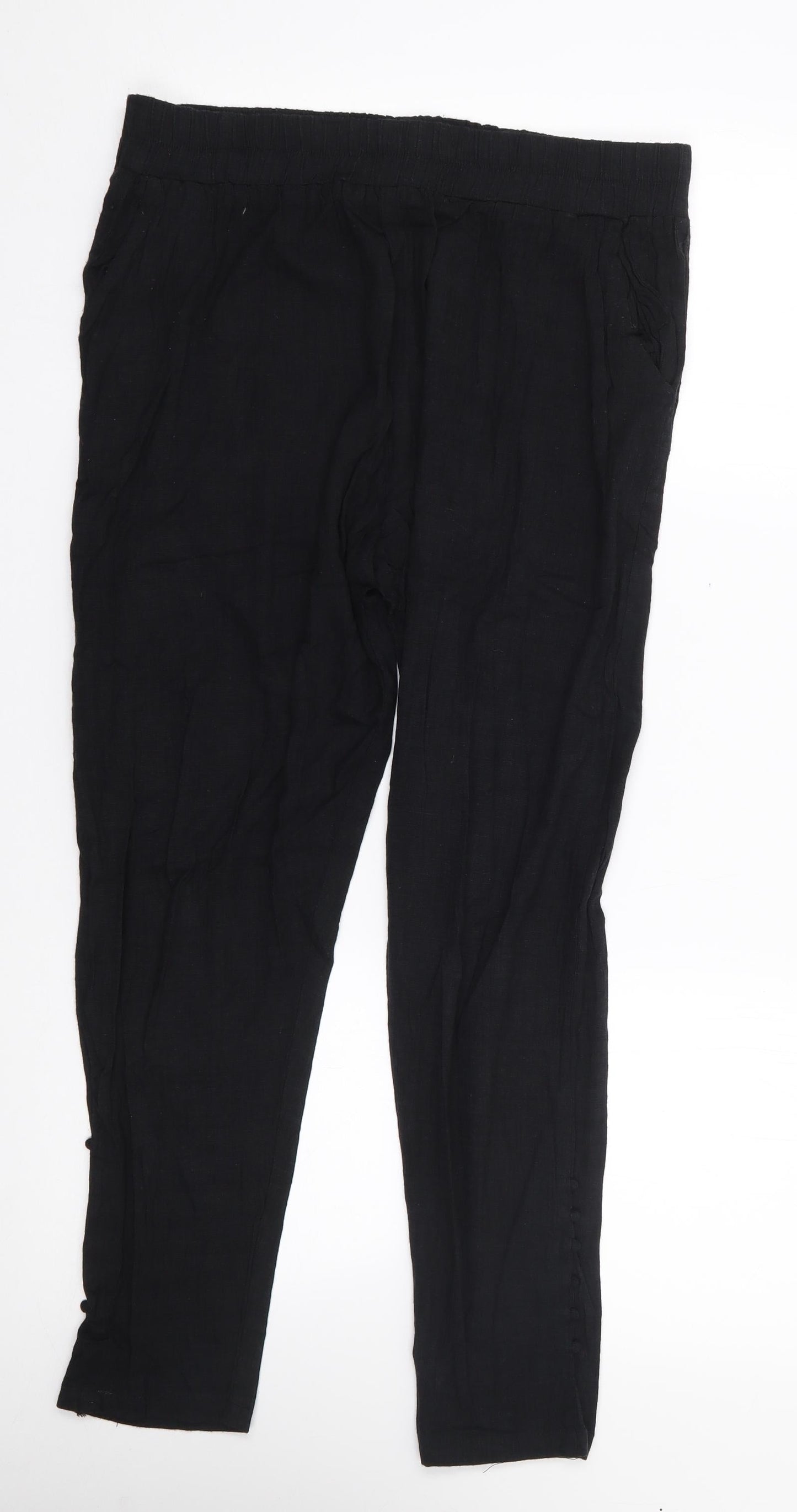 Preworn Womens Black  Polyester Trousers  Size XL L25 in Regular