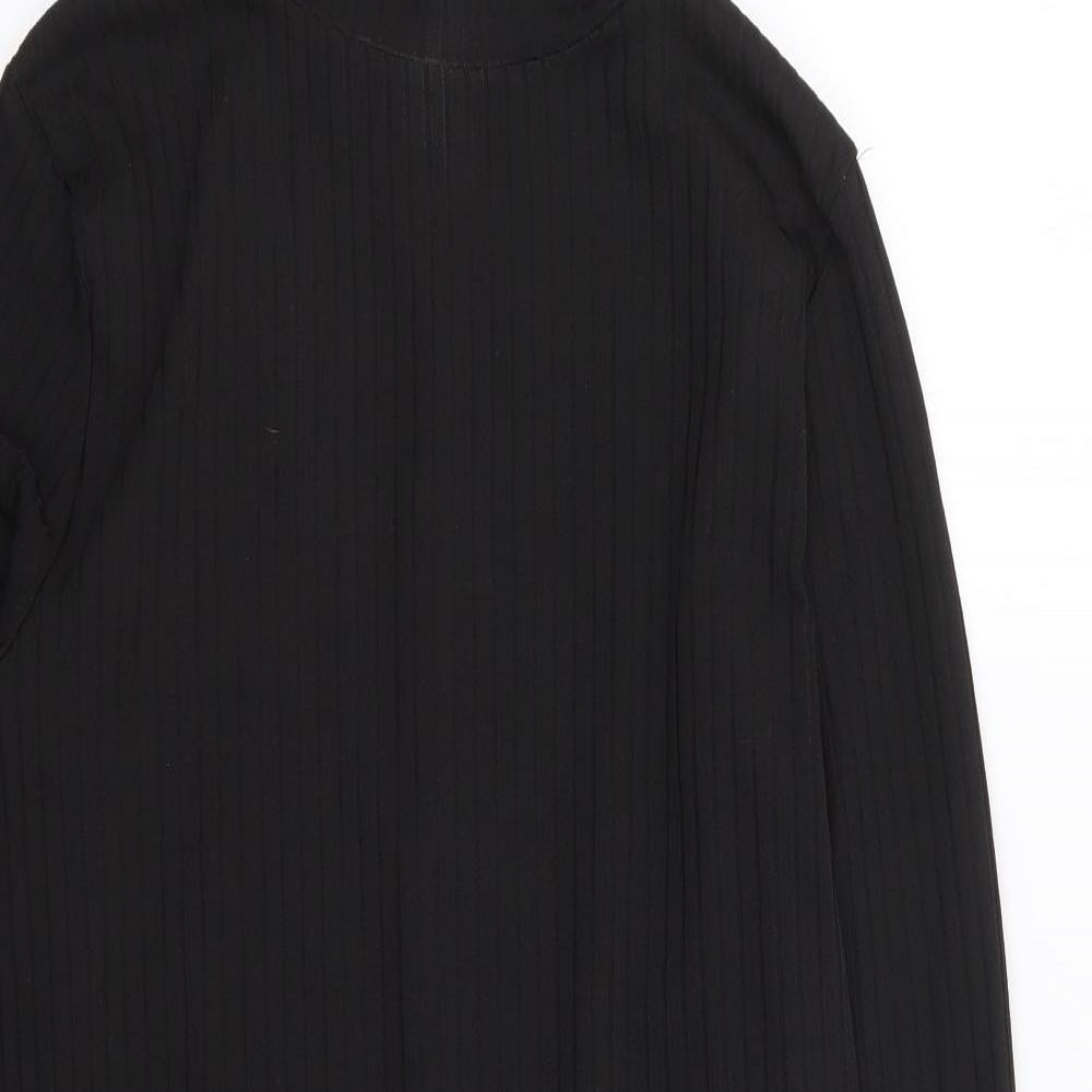 Boohoo Womens Black  Polyester Bodysuit One-Piece Size 16  Snap - Ribbed