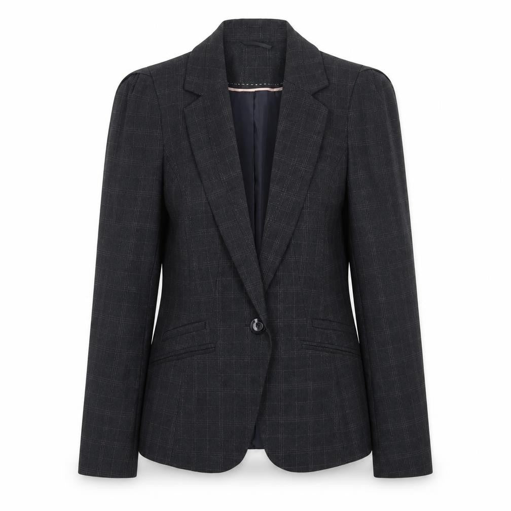 Primark Womens Grey Check  Jacket Blazer Size 12  Button
