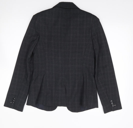 Primark Womens Grey Check  Jacket Blazer Size 12  Button