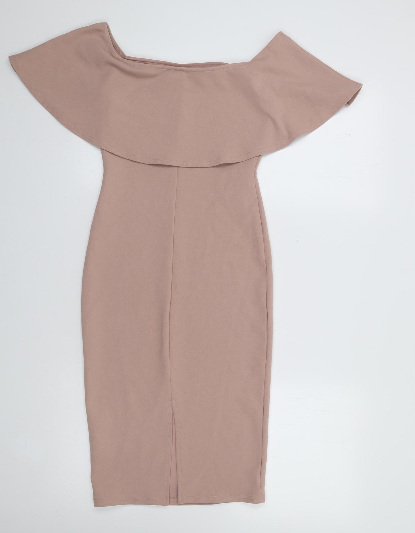 River Island Womens Beige  Polyester Bodycon  Size 6  Boat Neck Pullover