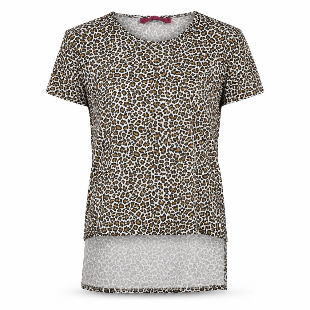 Boohoo Womens Multicoloured Animal Print Viscose Basic T-Shirt Size 8 Round Neck