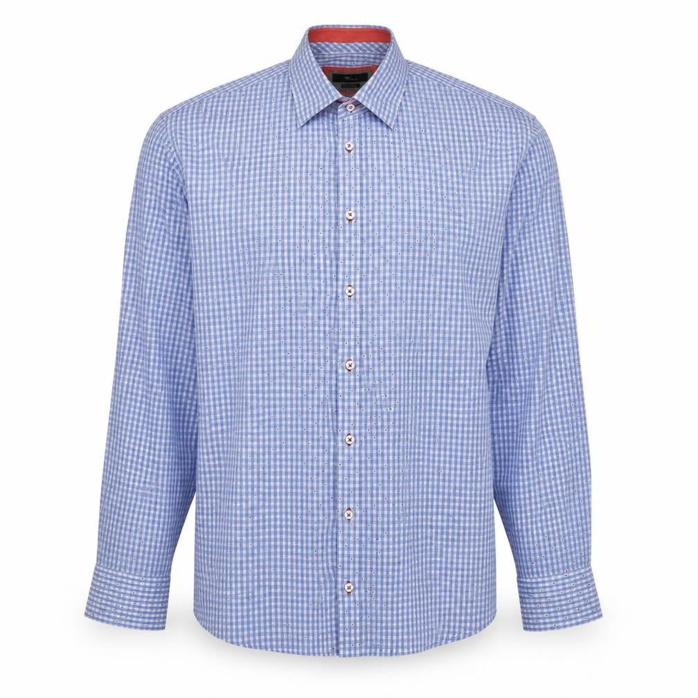 Venti Mens Blue Geometric Cotton  Button-Up Size 44 Collared