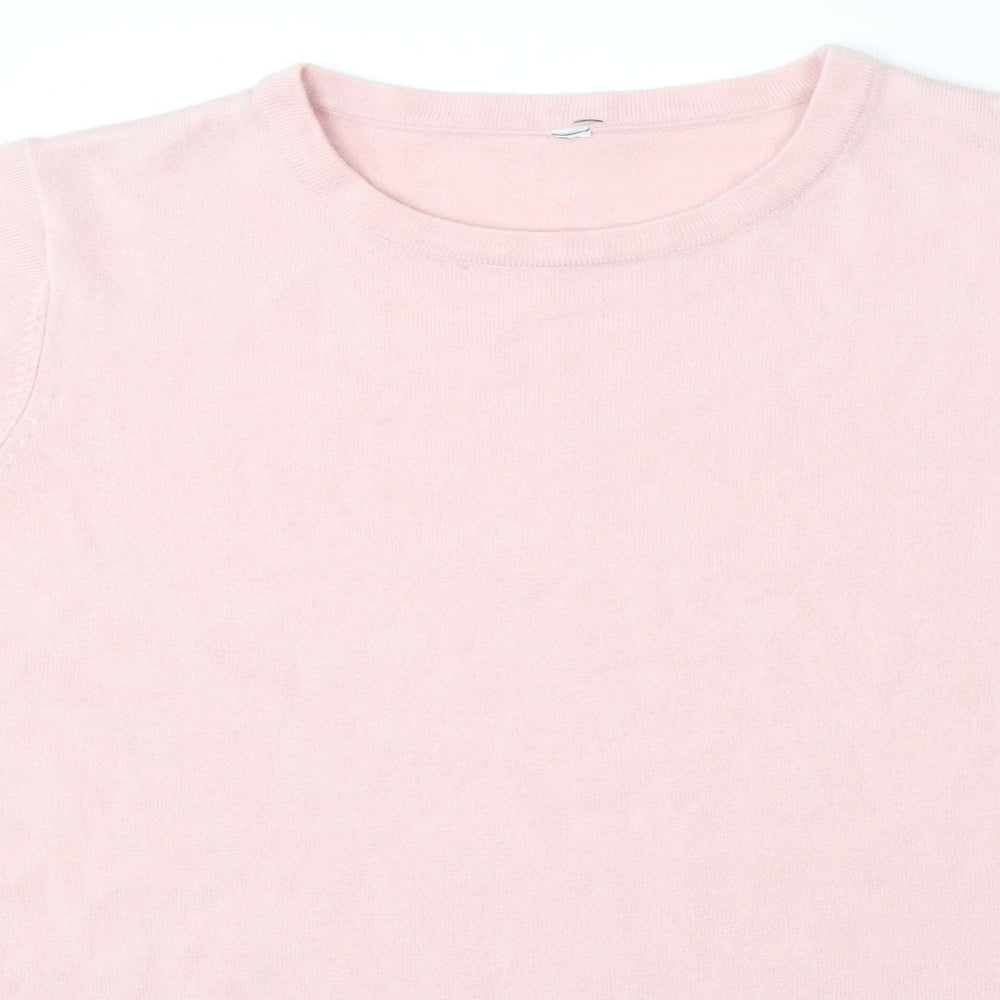 Preworn Womens Pink Round Neck  Polyester Pullover Jumper Size L