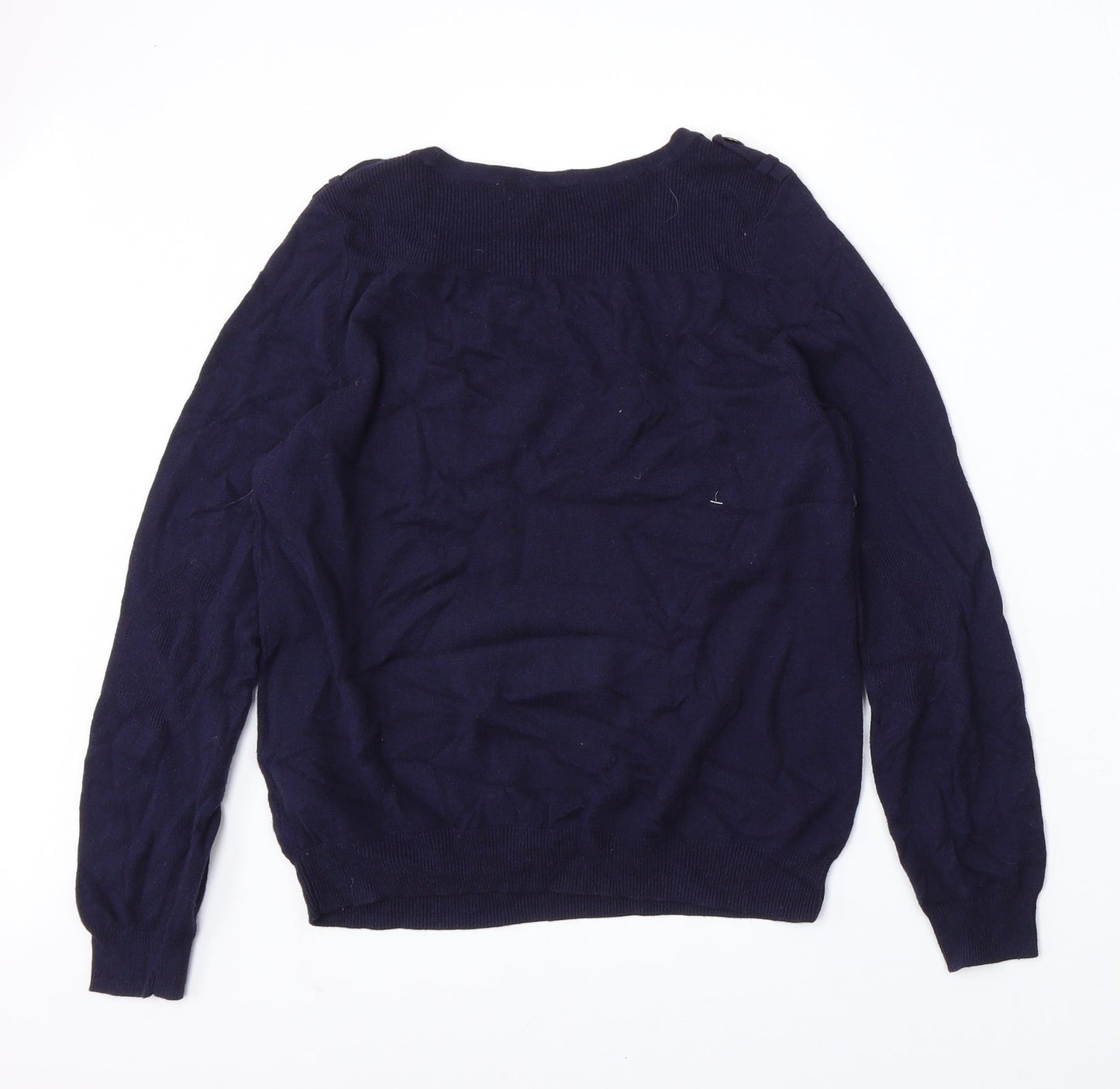 Marks and Spencer Womens Blue Round Neck  Viscose Pullover Jumper Size 14