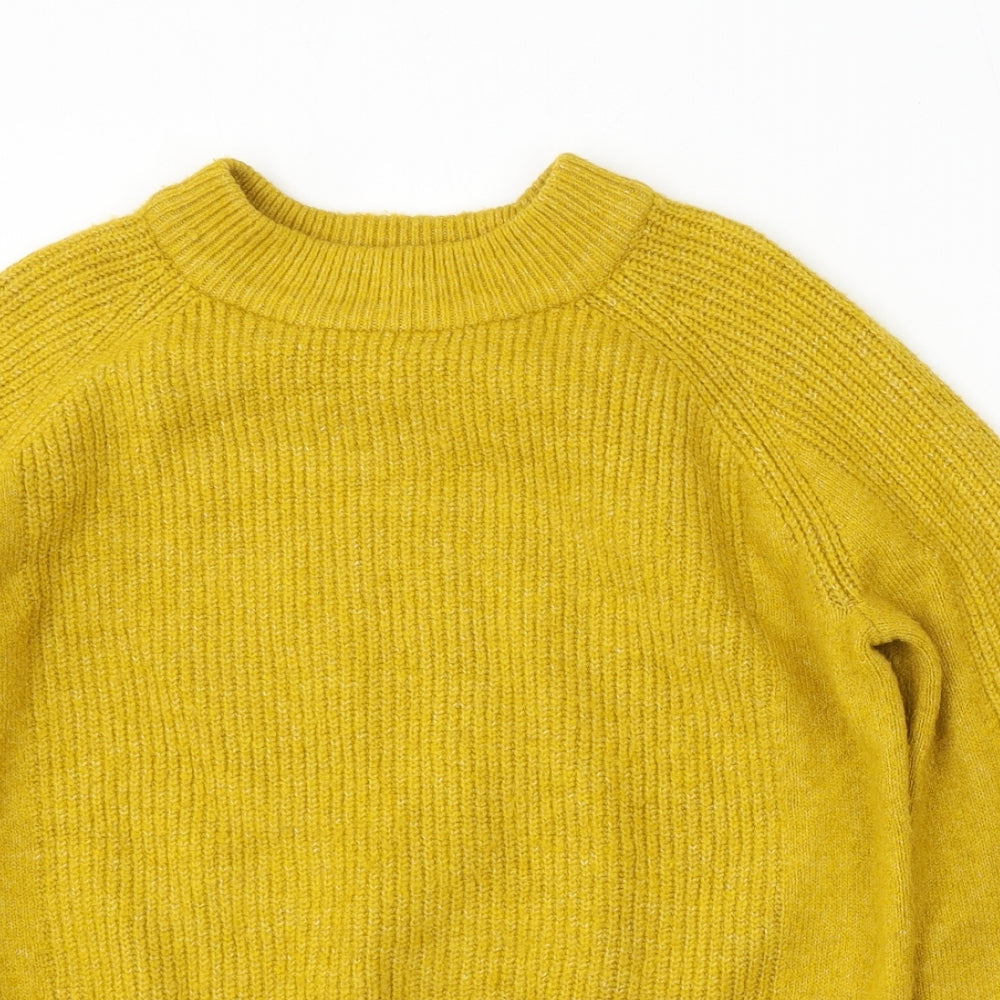 Marks and Spencer Womens Yellow Round Neck  Acrylic Pullover Jumper Size S