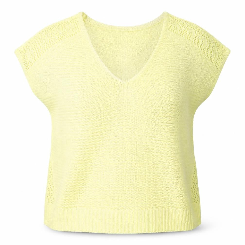 Marks and Spencer Womens Yellow V-Neck  Acrylic Pullover Jumper Size 20