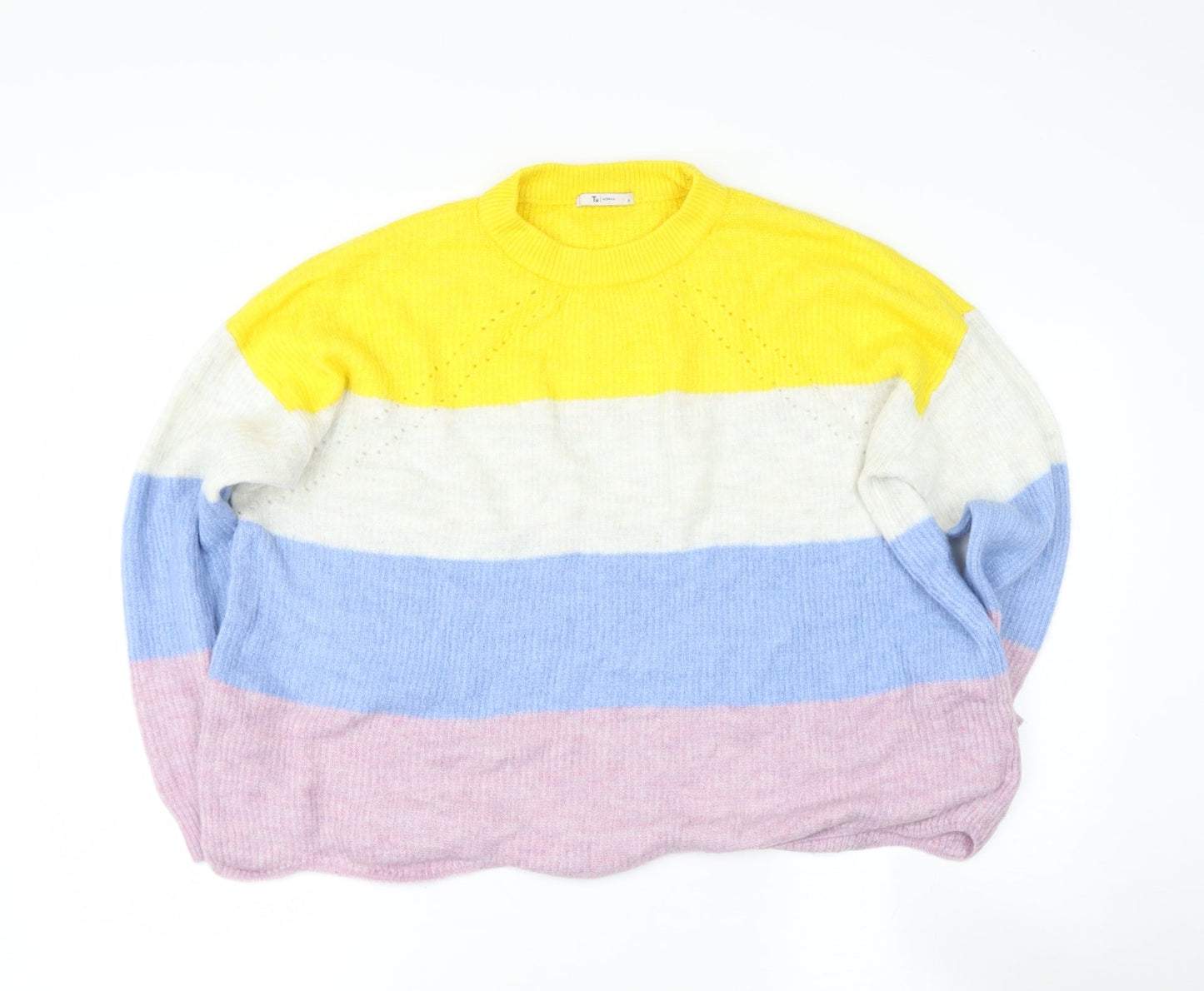 TESCO Womens Multicoloured Round Neck  Acrylic Pullover Jumper Size 18