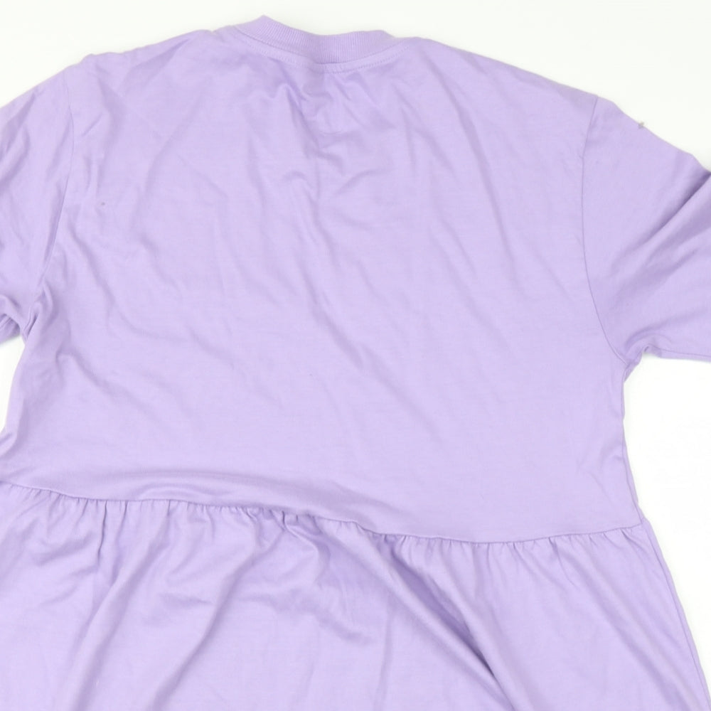 Divided Womens Pink  Cotton Basic Blouse Size S Round Neck