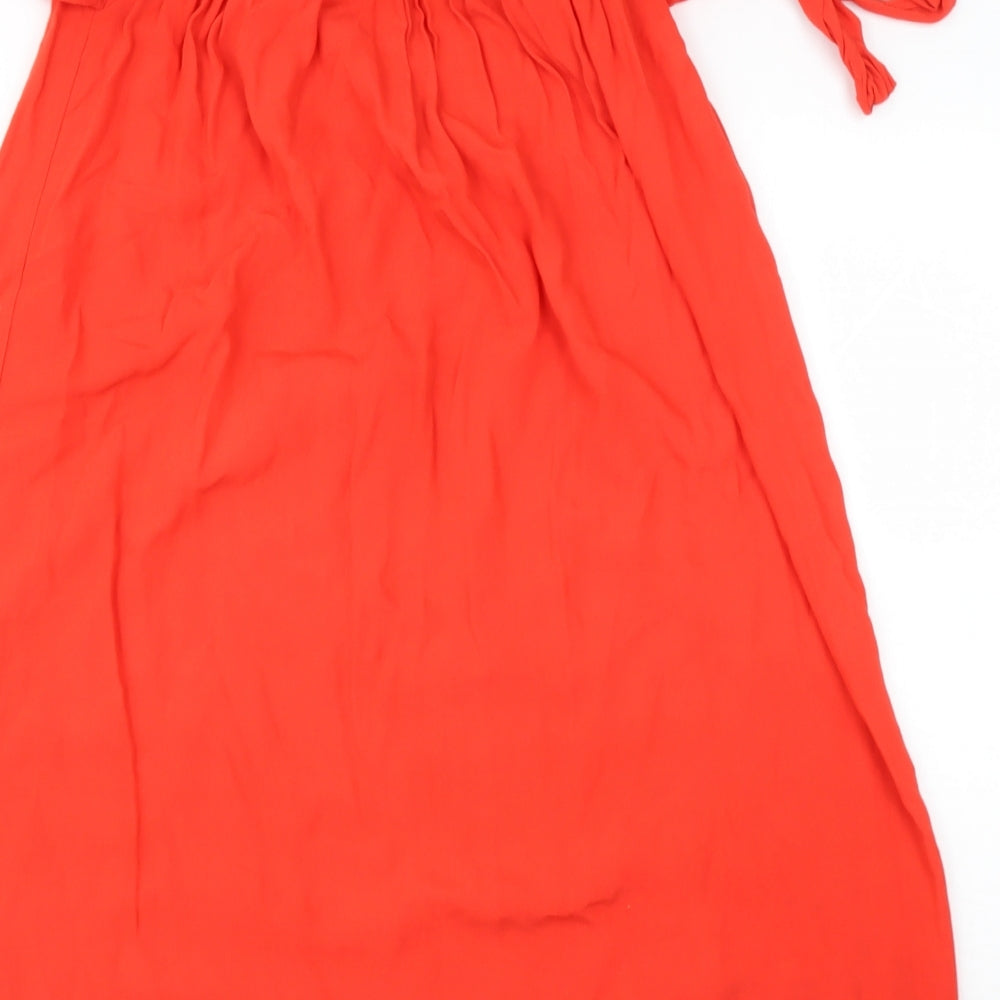Mango Womens Orange  Viscose Basic Blouse Size 8 Off the Shoulder